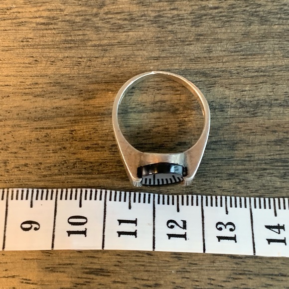 Sterling Silver Ring Black Onyx Stone Stamped 925 Size 7 Vintage Minimalist - Picture 11 of 12
